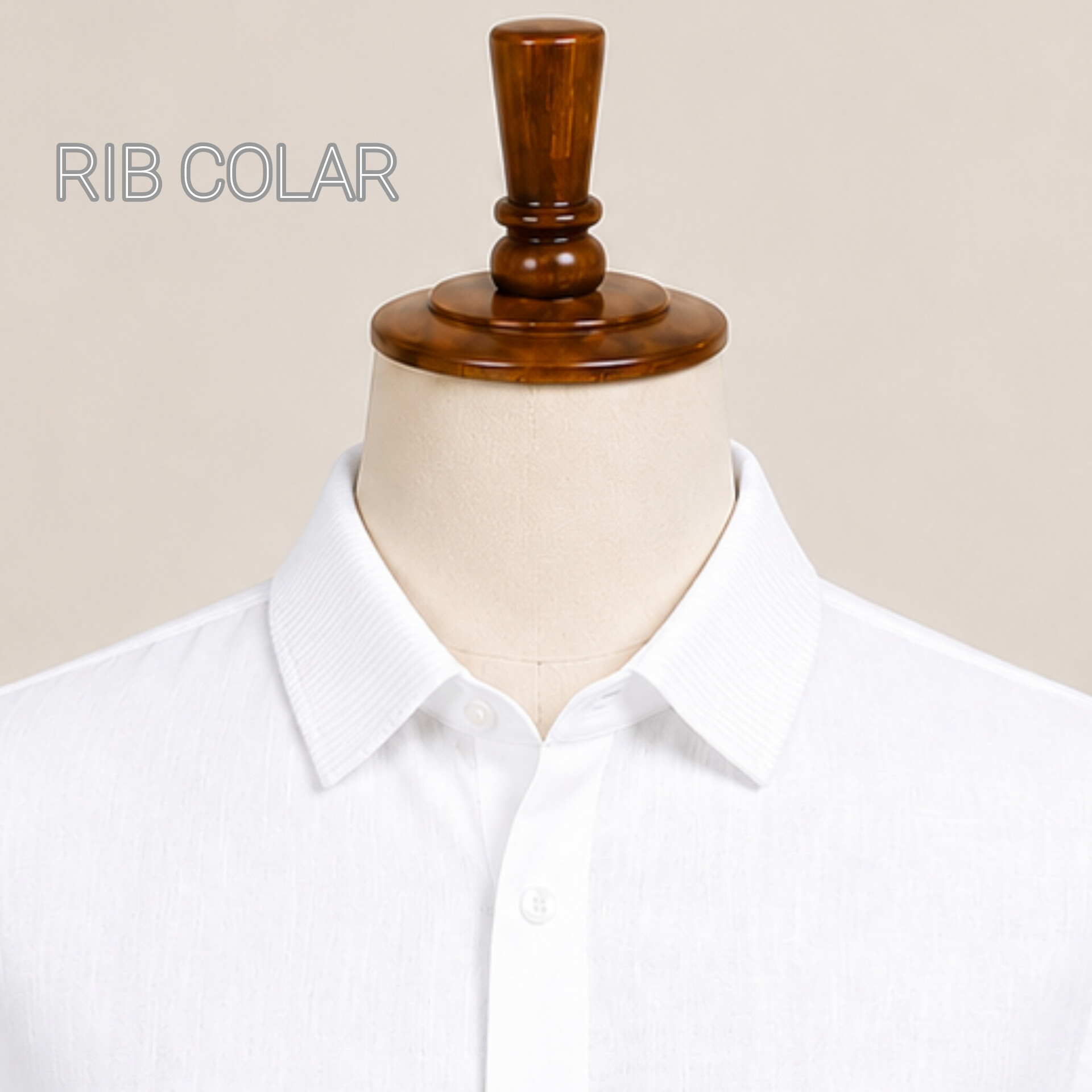 "Gentleman Style White Rib Half Shirt - Image 4