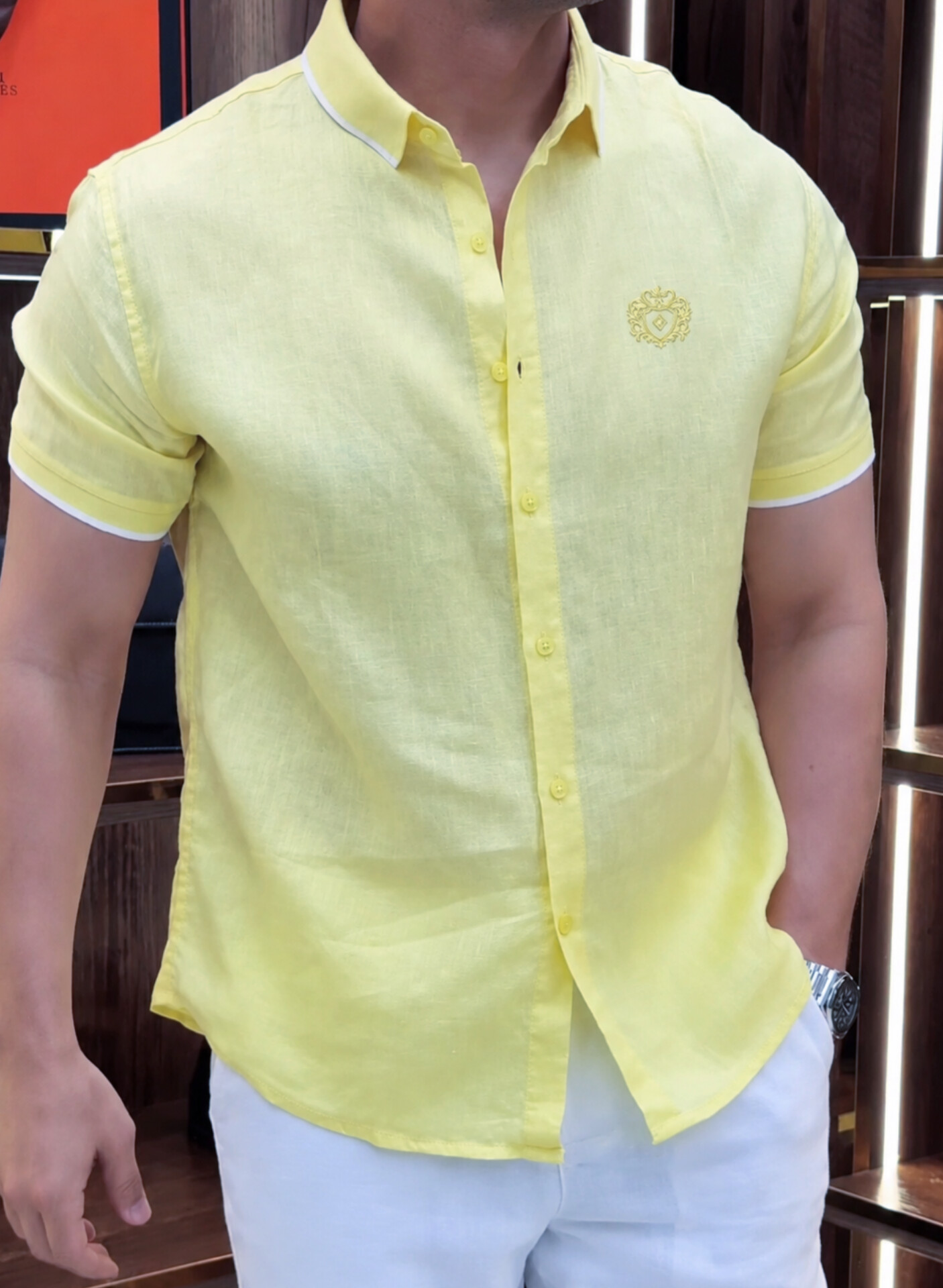 pestrol Yellow rib style shirt - Image 4