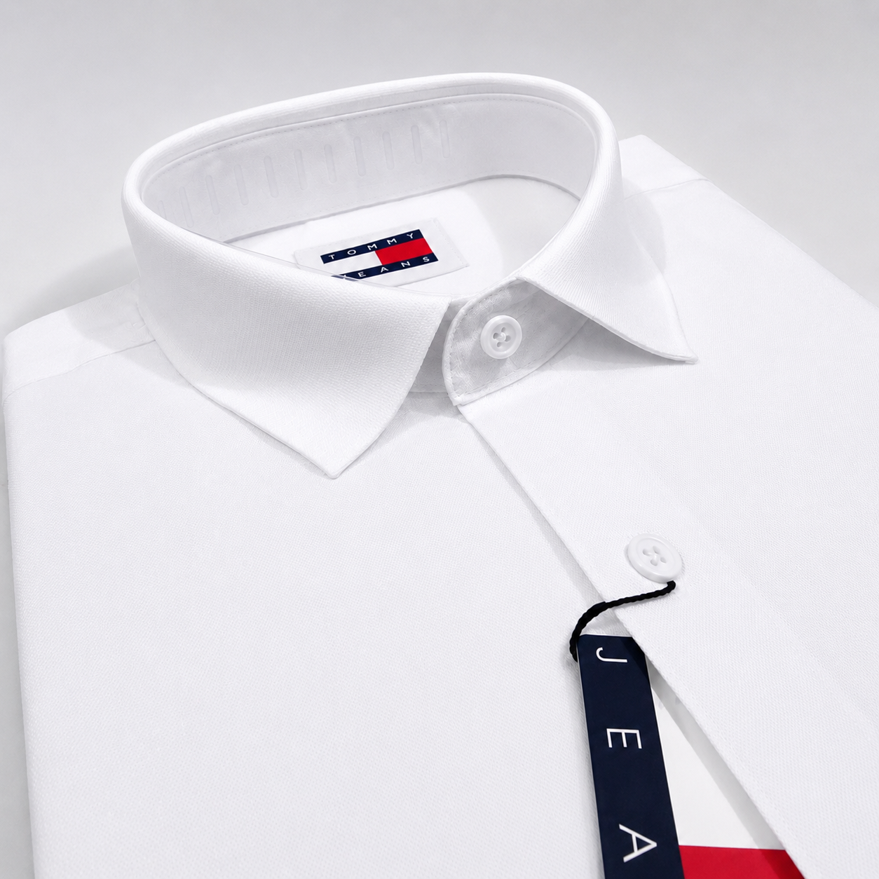 "Gentleman Style White Rib Half Shirt - Image 3