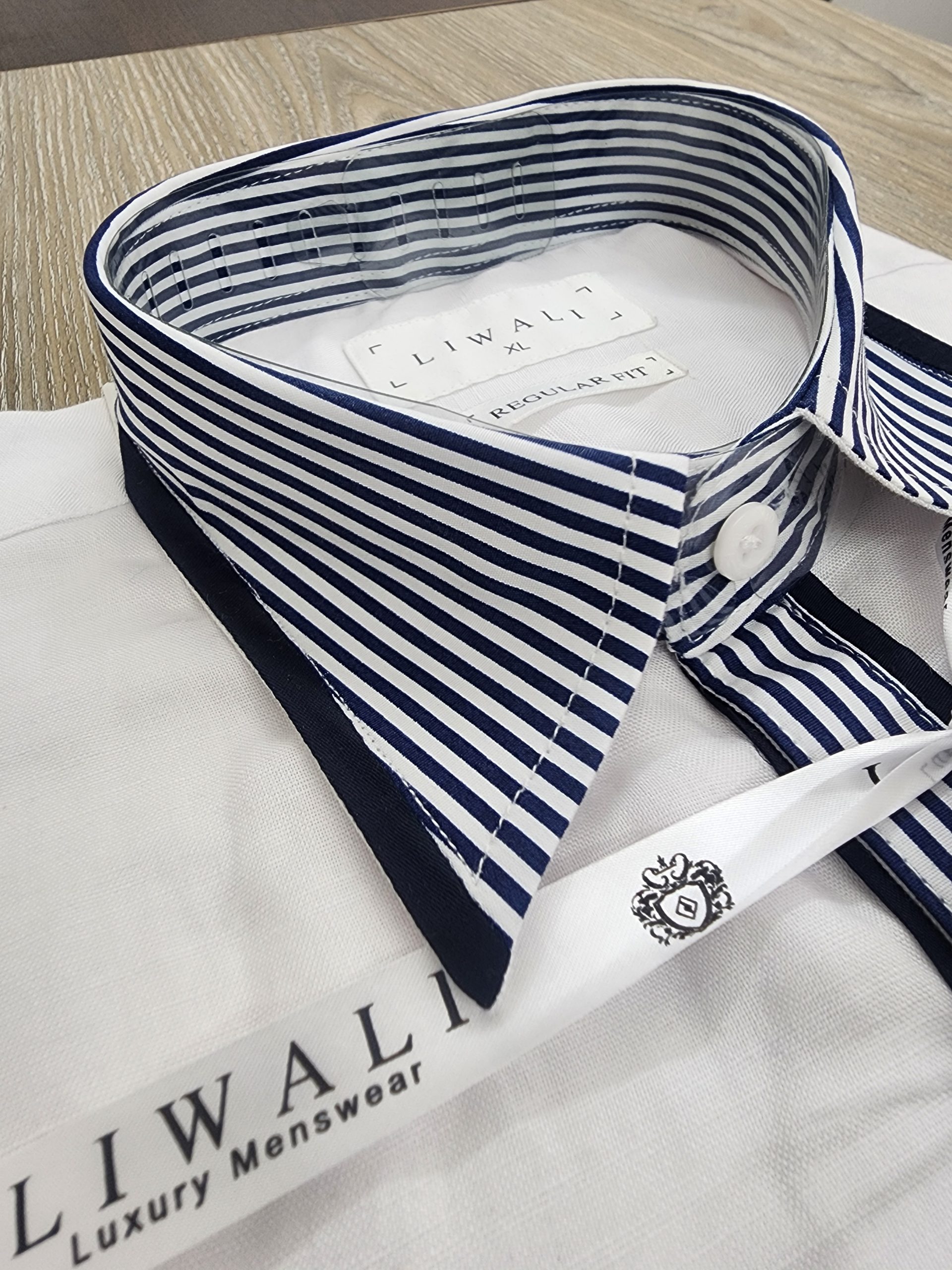 Signature blue step linen rimi half shirt - Image 5